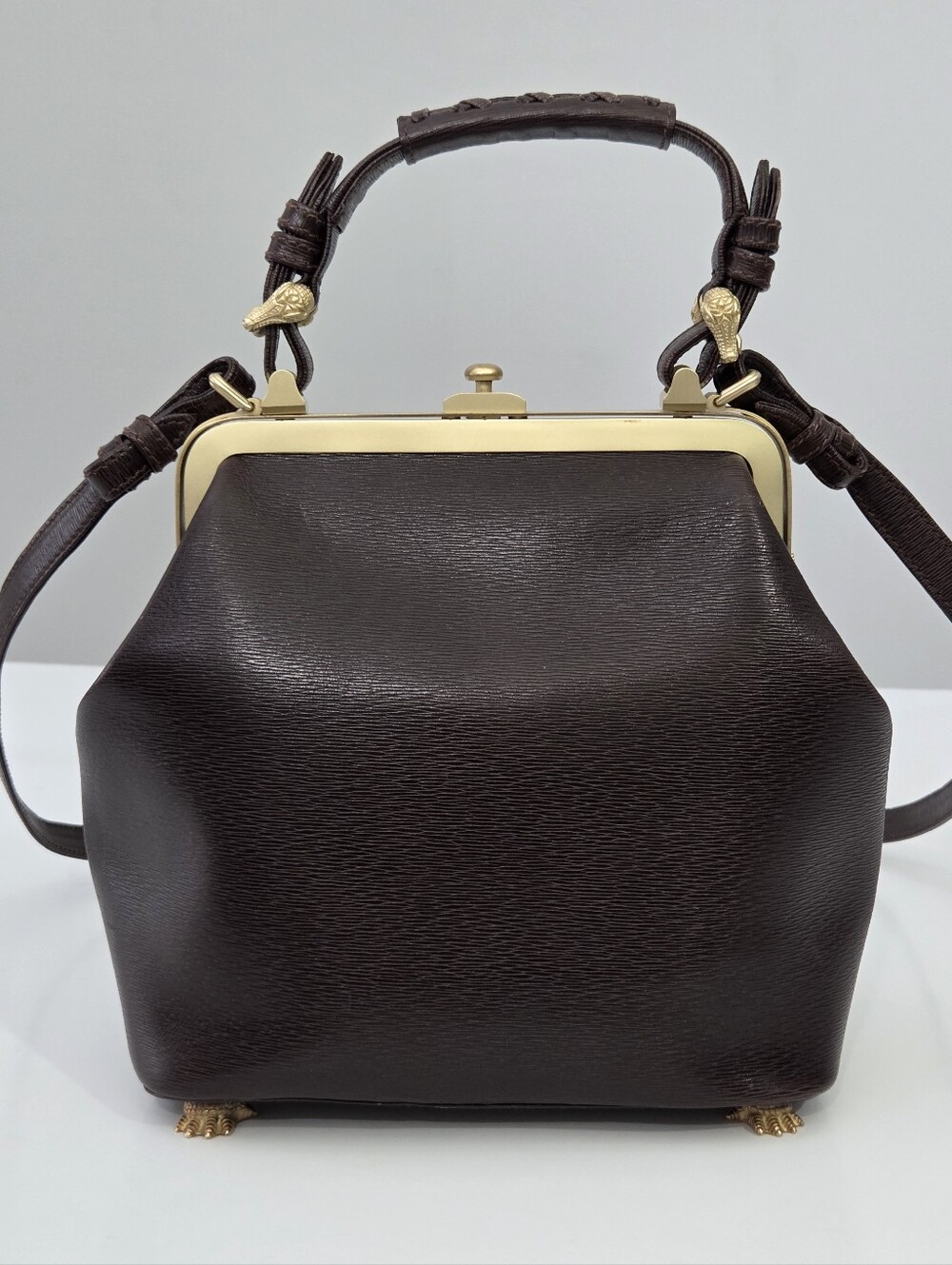 BARRY KIESELSTEIN CORD BROWN LEATHER TROPHY SATCHEL BAG ALLIGATOR FEET - Picture 8 of 16